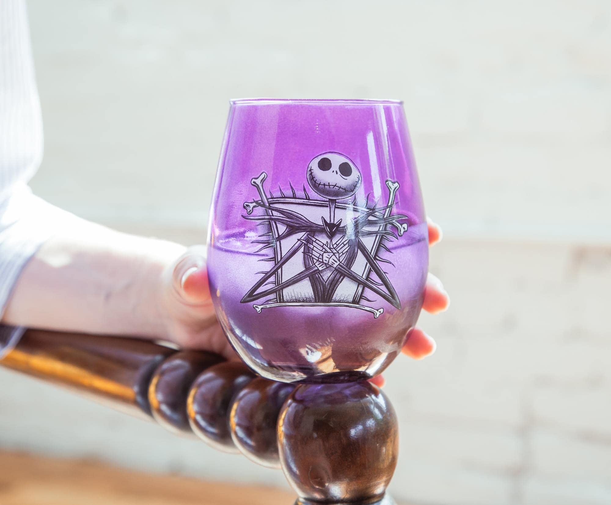 Disney Nightmare Before Christmas Jack Skellington Purple Stemless Wine Glass