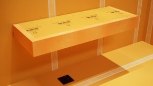 floating shower bench kit with orange xps waterproof board - original shower bench bracket® (14x24)