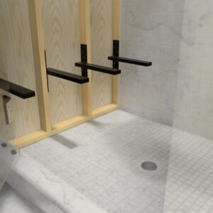 Floating Shower Bench Kit with Orange XPS Waterproof Board - Original Shower Bench Bracket® (14x24)