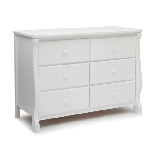 Delta Children Universal 6 Drawer Dresser with Interlocking Drawers - Greenguard Gold Certified, White