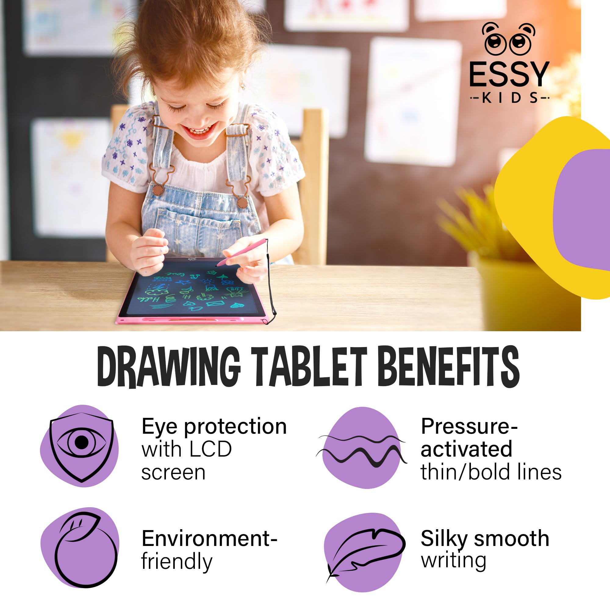 Essy Kids 12“ LCD Writing Tablet for Kids Drawing Tablet Kids Writing Tablet LCD Drawing Tablet for Kids Toddler Writing Tablet Kids Drawing Board