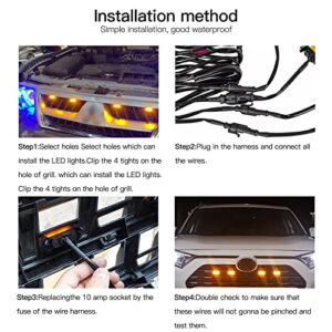 4Pcs LED Grille Light Kit For 2016-2021 Toyota Tacoma SR5 Extended Cab Pickup 4-Door (Amber)