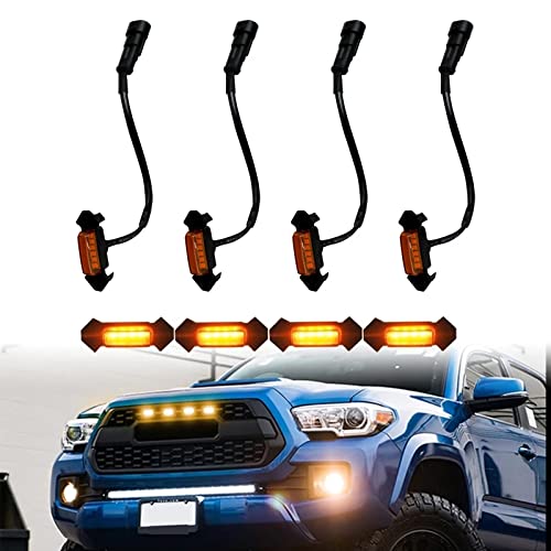 4Pcs LED Grille Light Kit For 2016-2021 Toyota Tacoma SR5 Extended Cab Pickup 4-Door (Amber)