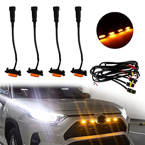 4Pcs LED Grille Light Kit For 2016-2021 Toyota Tacoma SR5 Extended Cab Pickup 4-Door (Amber)