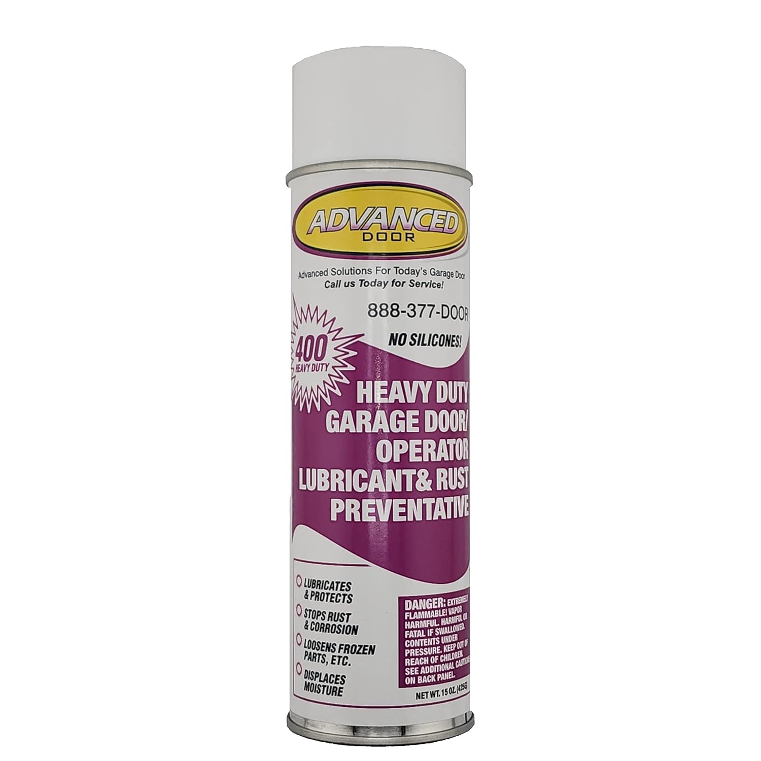 Garage Door Lube and Rust Preventative | 12' Spray Range | No Silicones | Dries Clear | Oil Based Lubricant | 15oz | Reduce Noise | Quiet Squeaks (Single)