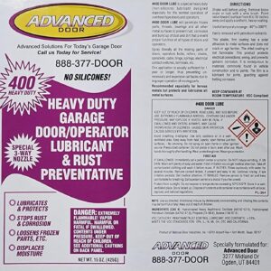 Garage Door Lube and Rust Preventative | 12' Spray Range | No Silicones | Dries Clear | Oil Based Lubricant | 15oz | Reduce Noise | Quiet Squeaks (Single)