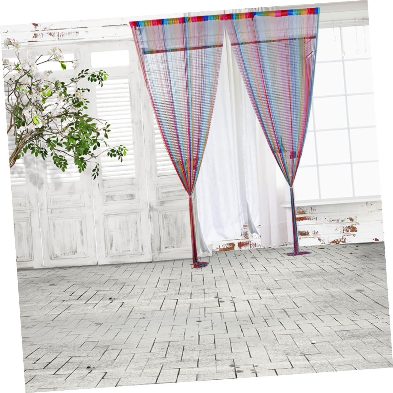 Levemolo String Tassel Screen Thread Fringe Panel Door Lace Window Panel Wedding Photo Backdrop Tassel Ribbon Curtain Macrame Curtain Boho Curtain Curtains for Living Room Bohemian Divider