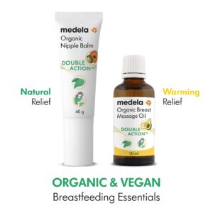 Medela Organic Breast Massage Oil for Breastfeeding Mothers | Relieve Breast Tenderness and Fullness | All-Natural Formula with Nourishing Ingredients I Warming Relief, 1.69 fl. oz.