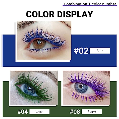 3 Color Colored Mascara Set,Green Blue Purple Mascara Colorful Long Lasting Waterproof Hyperallergenic Mascara for Eyelashes,Purple Blue Green Mascara for Eyelashes Women's Volumizing Eye Mascara Set