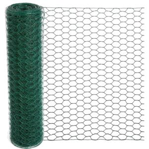 mklsit chicken wire for floral arrangements, 15.7 x 157 inches green floral chicken wire mesh, 0.6 inch hexagonal galvanized pvc coated chicken wire netting fence for crafts poultry garden