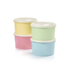 tupperware heritage collection 8 piece food storage canister set in vintage colors - dishwasher safe & bpa free - (4 containers + 4 lids)