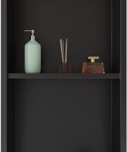 IKITRAEE 12"×24" Matte Black Double-Layer Stainless Steel Shower Niche, No Tile Needed Bathroom Niche, Recessed Wall Niche