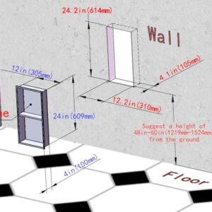 IKITRAEE 12"×24" Matte Black Double-Layer Stainless Steel Shower Niche, No Tile Needed Bathroom Niche, Recessed Wall Niche
