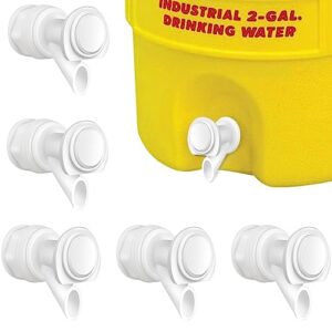 3Pcs Push Button Water Spigot Cooler Spigot Replacement, Reusable Water Spigot Compatible with Igloo 2, 3, 5, and 10 Gallon Water Cooler, Durable Spigot for 5 Gallon Bucket (White)