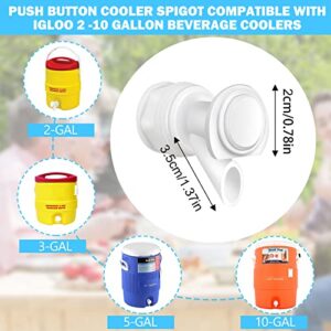 3Pcs Push Button Water Spigot Cooler Spigot Replacement, Reusable Water Spigot Compatible with Igloo 2, 3, 5, and 10 Gallon Water Cooler, Durable Spigot for 5 Gallon Bucket (White)