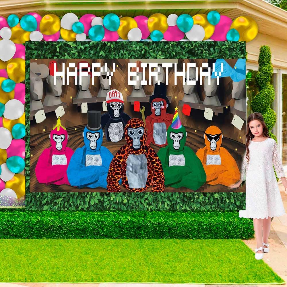 Gorilla Tag Birthday Party Supplies VR Game Theme Party Decorations Plates Banner Kids Cake Toppers Set Decorations Decor