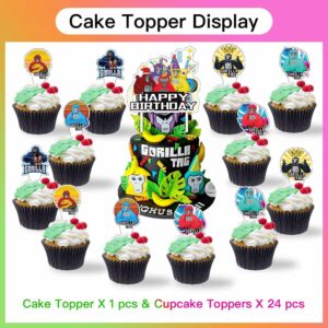 Gorilla Tag Birthday Party Supplies VR Game Theme Party Decorations Plates Banner Kids Cake Toppers Set Decorations Decor