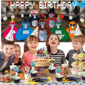 Gorilla Tag Birthday Party Supplies VR Game Theme Party Decorations Plates Banner Kids Cake Toppers Set Decorations Decor