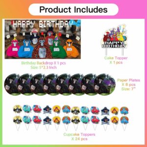 Gorilla Tag Birthday Party Supplies VR Game Theme Party Decorations Plates Banner Kids Cake Toppers Set Decorations Decor