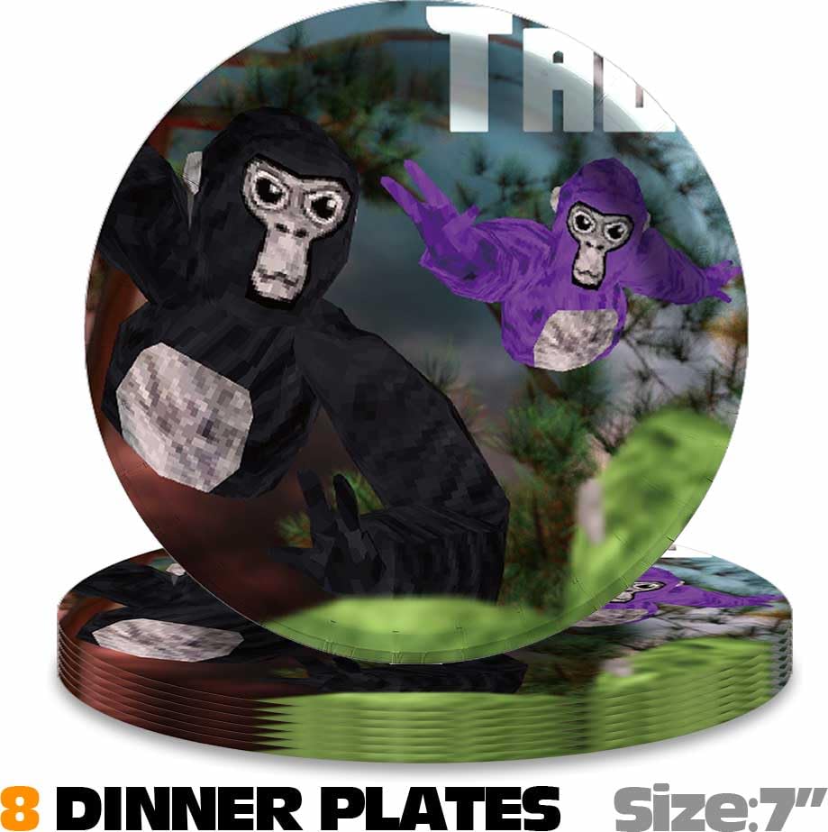 Gorilla Tag Birthday Party Supplies VR Game Theme Party Decorations Plates Banner Kids Cake Toppers Set Decorations Decor