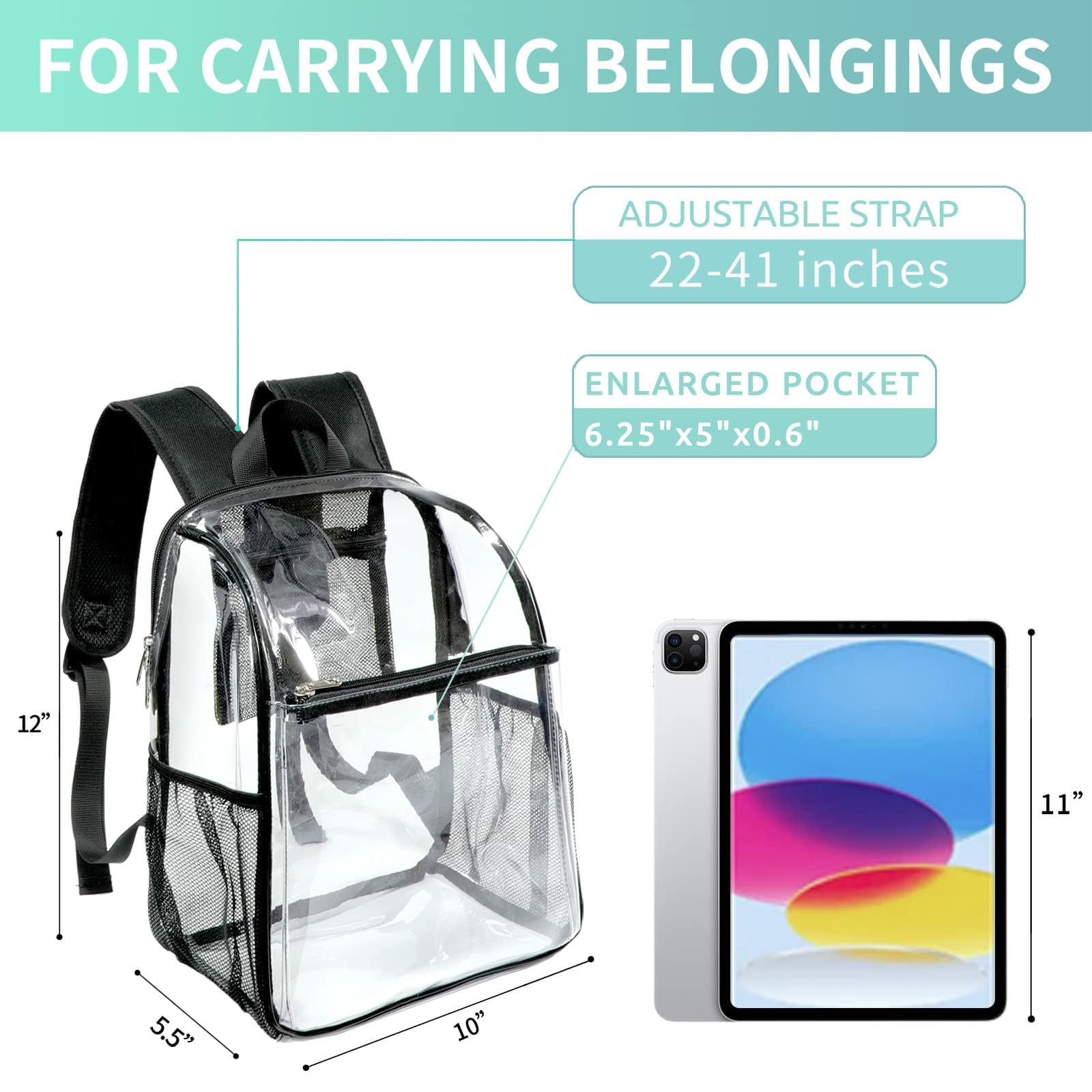 SPODEARS Small Clear Backpack, Stadium Approved 12x12x6 Clear Backpack for Festivals Concert Sports Events Athletic Activities