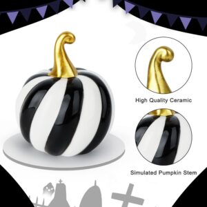 6 PCS Ceramic Pumpkins for Halloween Decor, Black and White Boo Pumpkins for Table, Tiered Tray, Desk and Mantel Decorating- Indoor Halloween Decorations for Home