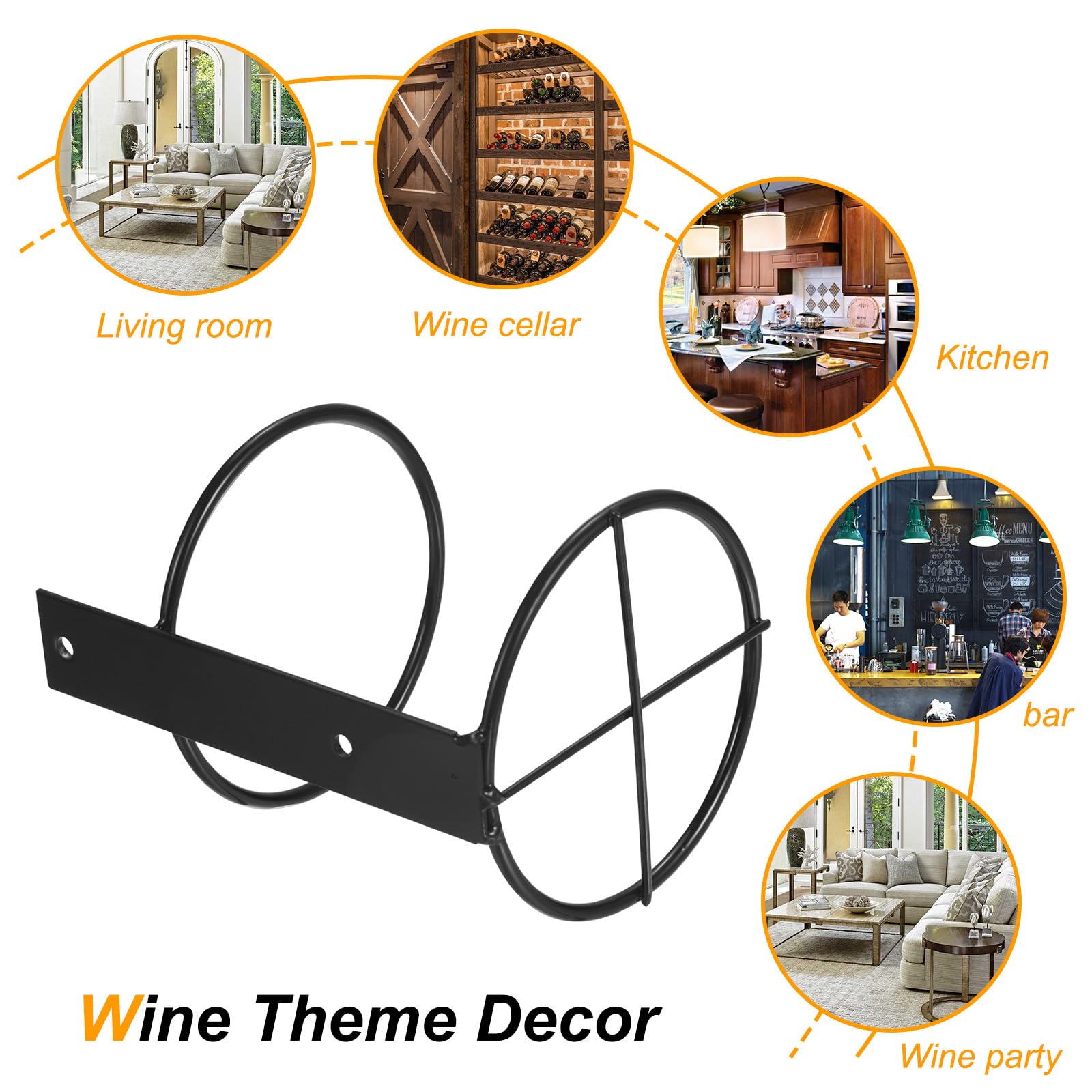 uxcell Spiral Wine Wall Holder 12 Pcs, Metal Wine Bottle Display Holder, Wine Bottles Display Wall Storage Shelf -for Kitchen Bar Wall Decor Black Upward