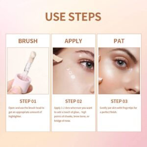 Hocossy Liquid Highlighter Natural Glow For Face & Body, Waterproof Moisturizing Light Liquid Luminizer For Long Lasting Shimmer, Contour Highlighter Stick Easy to Apply with Cushion Applicator