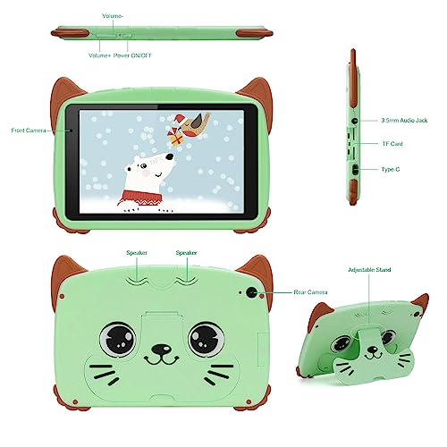 8 Inch Kids Tablets, Toddler Baby Android 12 Dual Cameras 32GB ROM 32GB Expandable Kids Edition Learning WiFi Children Tablets