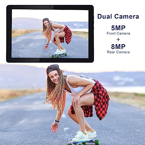 10.0 Inch Teenager Tablets, Android 12 WiFi Tablet Pc, Face Unlocked,Long Battery Life, 64GB ROM 128GB Expandable, Dual Cameras, LCD HD Screen Display, Octa-Core Processor Android Tablet Grey