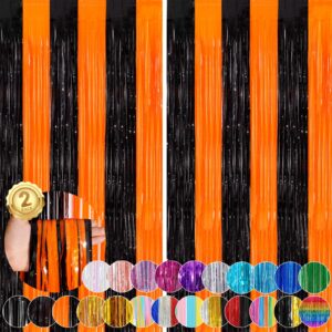 black orange streamers foil fringe curtain 3.3 x 8.3ft party streamers 2pack metallic streamer curtains mermaid birthday themed party decorations tinsel curtain for parties streamers halloween decor