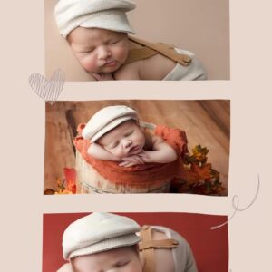 Giggle Angel Newborn Photography Props Set Baby Boy Newborn Outfits Overalls Boy Costume with Cap 0-1 Month