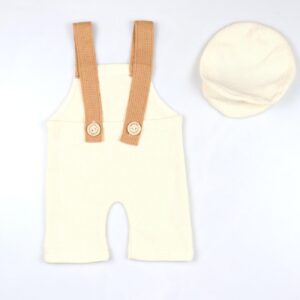 Giggle Angel Newborn Photography Props Set Baby Boy Newborn Outfits Overalls Boy Costume with Cap 0-1 Month