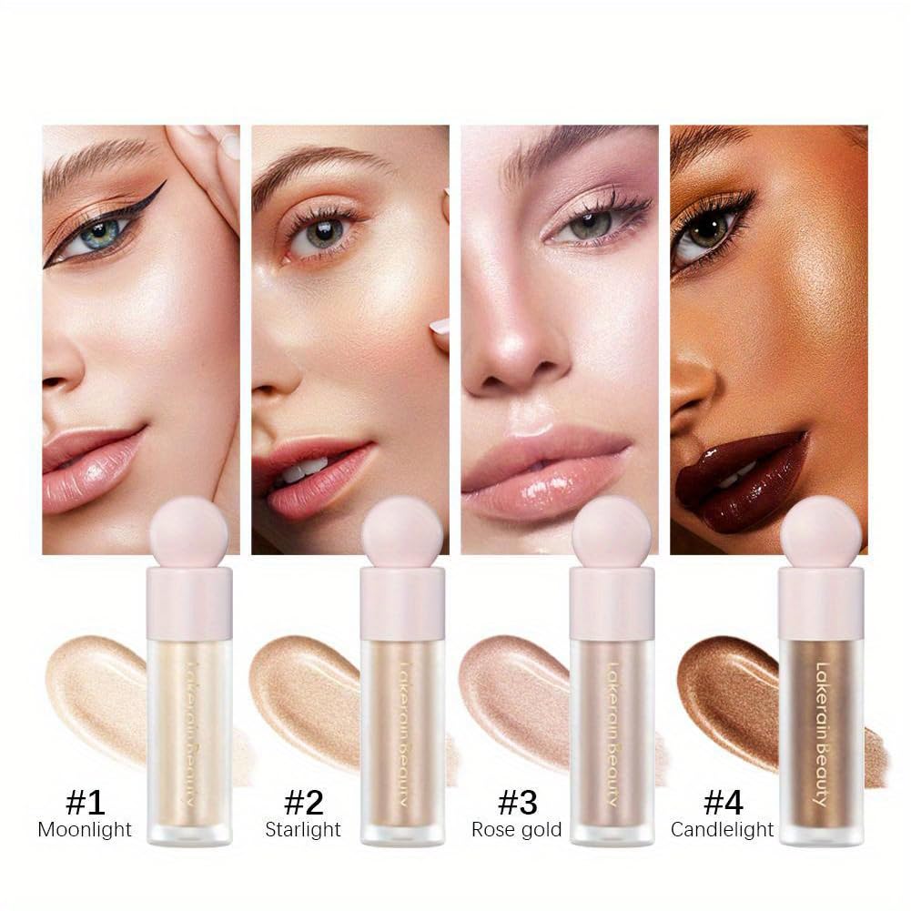 GECOMO Liquid Contour Beauty Wand Face Highlighter Bronzer Makeup Stick, Dewy Finish, Moisturizing Silky Smooth Texture 0.25 Oz/ 7.5ml - 01 MOONLIGHT