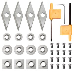 diraeen 35pcs tungsten carbide cutters inserts set,lathe tools for wood lathe turning tools,supplied with screws and screwdriver