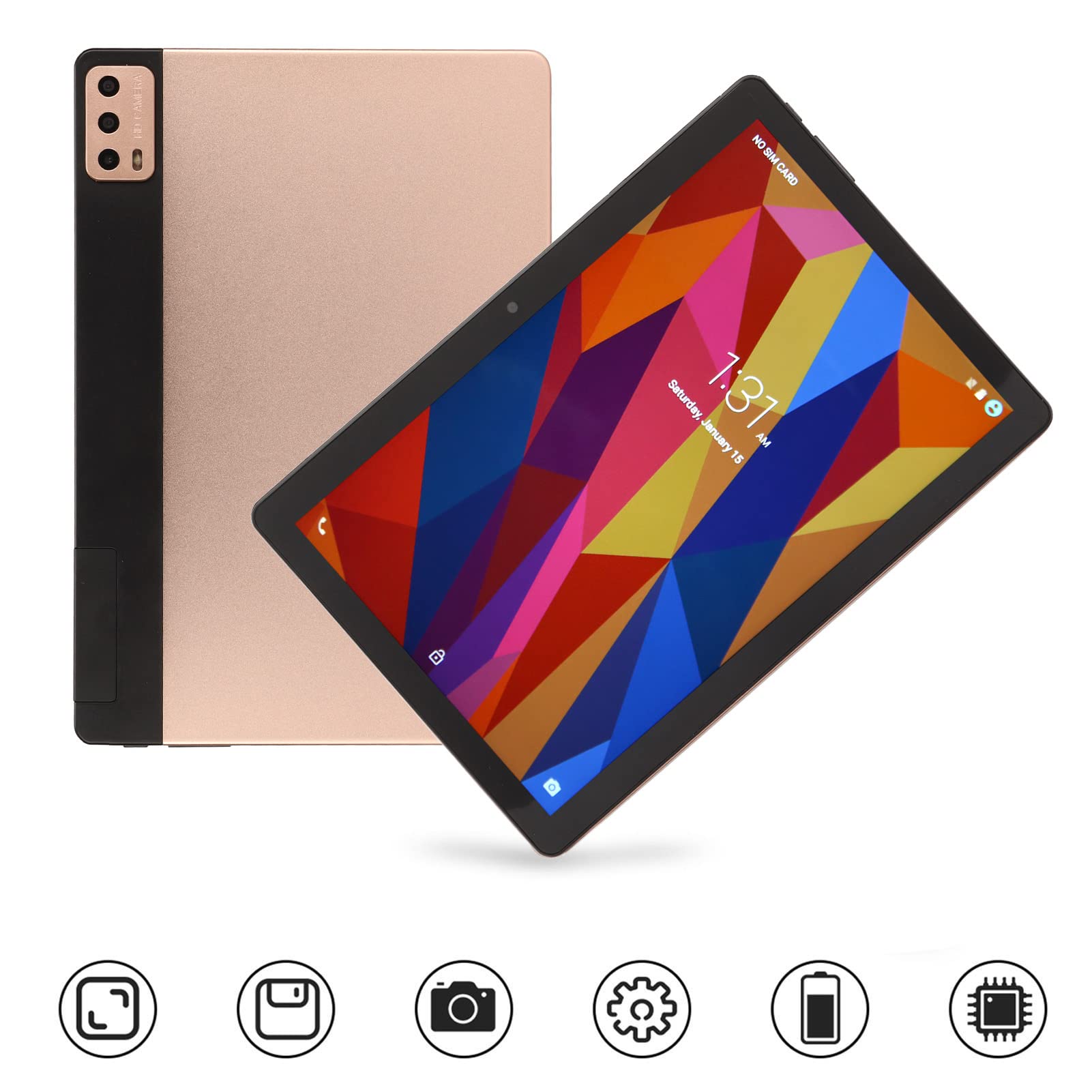 Zerodis Gaming Tablet Tablet Portable 2.4G 5GWiFi 8GB RAM 256GB ROM 1920x1200 5MP 13MP Octa Core 5800mAh Rechargeable Golden Tablet 100 to 240V Portable Tablet 10.1in Tablet 8GB RAM (US Plug)