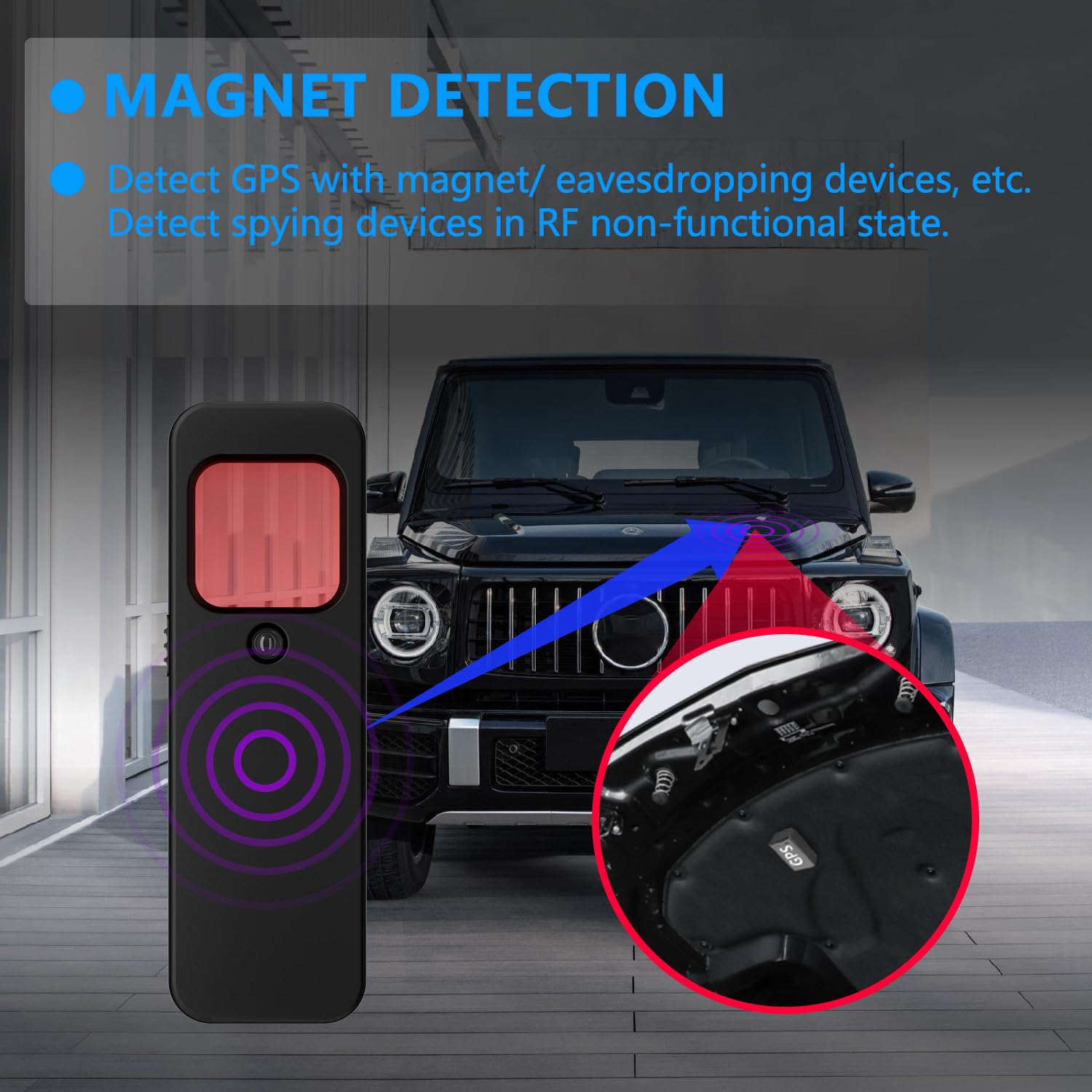 KOLAICE Hidden Camera Detectors Anti Spy Detector GPS Tracker Detector Infrared Camera Scanner Bug Detector Listening Device Detector RF Signal Scanner Device for Bedroom Cars Indoor Outdoor (Black)