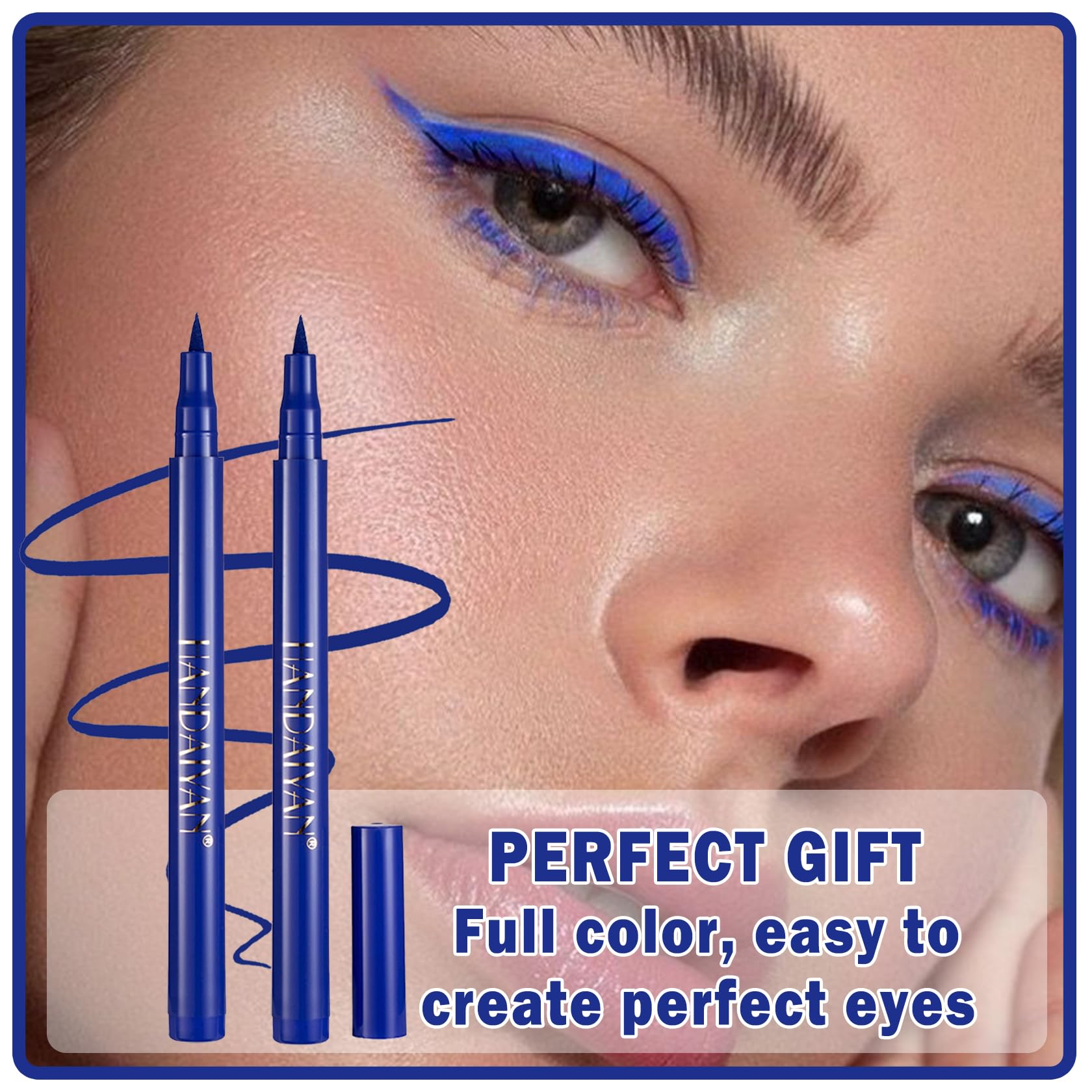 NVLEPTAP 2 PCS Dark Blue Liquid Eyeliner Pencil Set Colorful Liquid Eyeliner Pen Matte Eye Liner Waterproof Highly Pigmented Eye Makeup - 06 Dark Blue