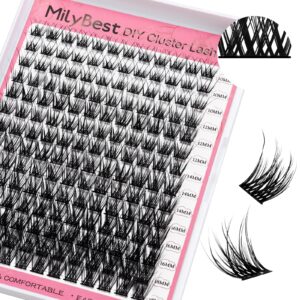 milybest lash clusters diy eyelash extensions 168 clusters lashes natural look c d curl 10-18mm individual lashes cluster eyelash clusters extensions wispy eyelashes diy at home, h09