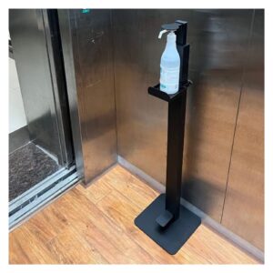 hand sanitizer dispenser stand - foot pedal operated dispenser station for home hotels commercial, freestanding hand soap holder floor stand, black