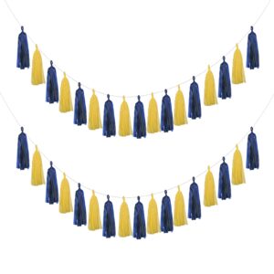 autupy 20pcs blue and yellow graduation decorations blue and yellow tassel garland for party decorations