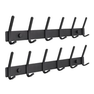 coat rack wall mounted with 6 hooks,2 pack stainless steel coat hooks for hanging coats,heavy duty wall hooks for kitchen,balcony, bathroom,living room,and more