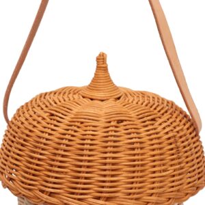 Zerodis Rattan Storage Basket Bag, Hand Woven Decorative Kids Rattan Storage Basket Waterproof Acorn Shaped Exquisite Interesting Photography Props for Outdoor (Large Handbag)