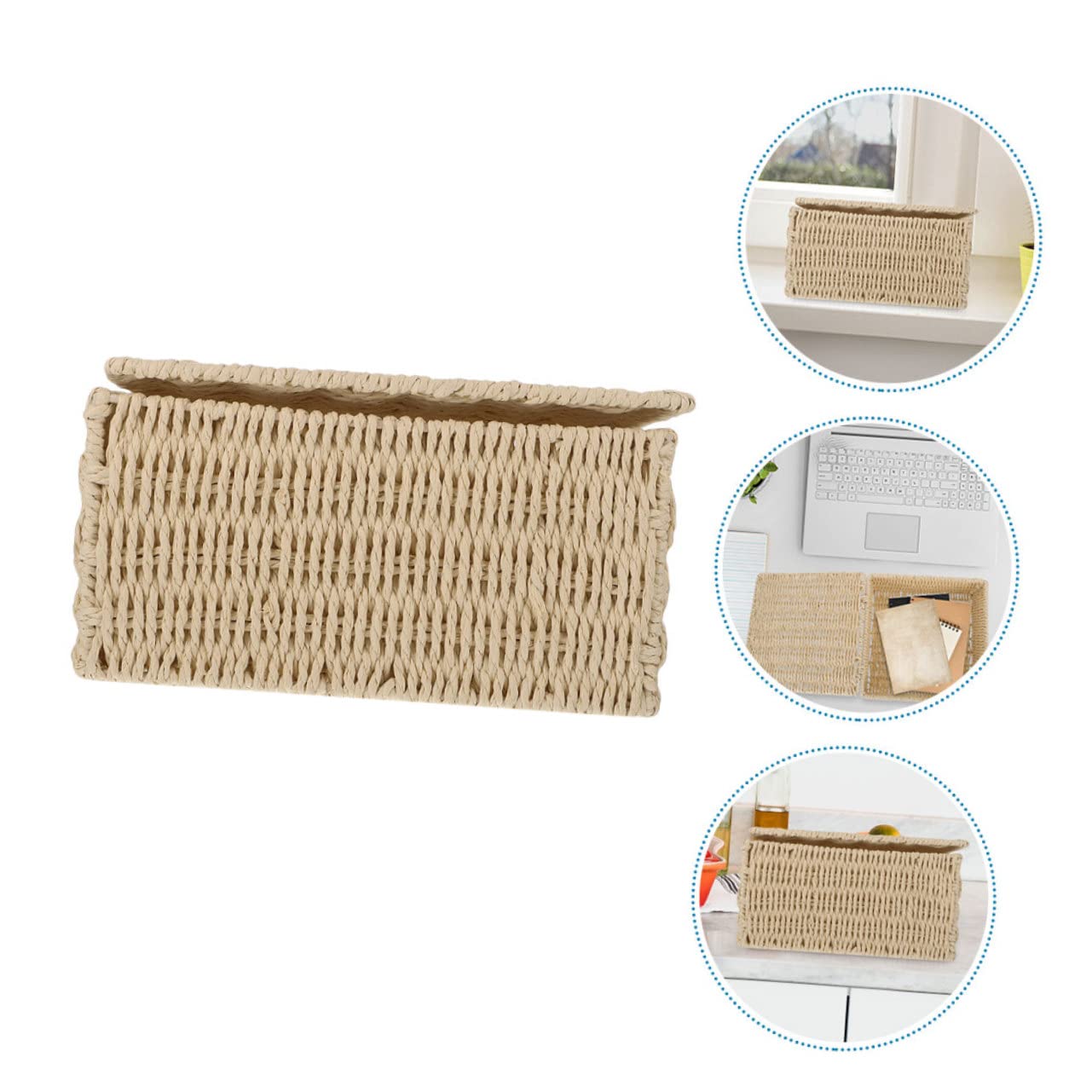 CHILDWEET 150cm Beige Wicker Storage Basket with Lid, Multipurpose Basket for Home, Kids, Office, Decor, Organization