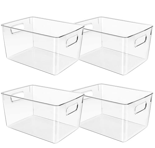 Clear Plastic Storage Bins, Pantry Organizers and Storage Containers Fridge Organizer Bins for Organizing Kitchen Medicine Cabinet Organizer Bin Bathroom Under Sink Freezer Refrigerator Organization