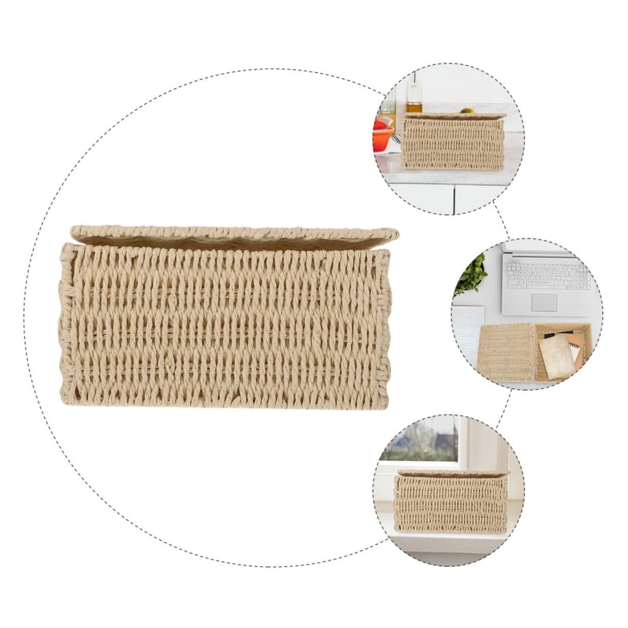 CHILDWEET 150cm Beige Wicker Storage Basket with Lid, Multipurpose Basket for Home, Kids, Office, Decor, Organization