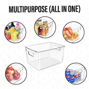 Clear Plastic Storage Bins, Pantry Organizers and Storage Containers Fridge Organizer Bins for Organizing Kitchen Medicine Cabinet Organizer Bin Bathroom Under Sink Freezer Refrigerator Organization