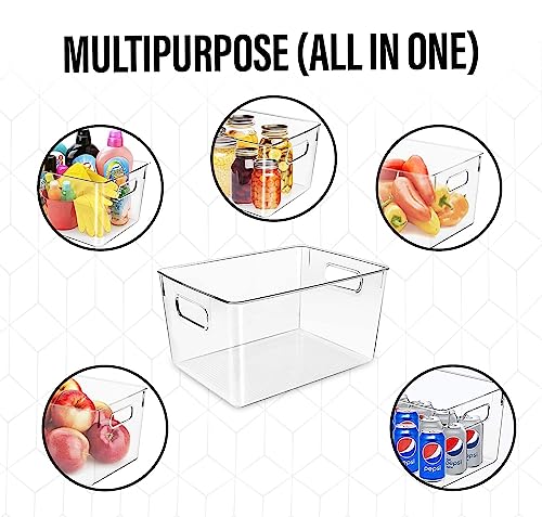 Clear Plastic Storage Bins, Pantry Organizers and Storage Containers Fridge Organizer Bins for Organizing Kitchen Medicine Cabinet Organizer Bin Bathroom Under Sink Freezer Refrigerator Organization