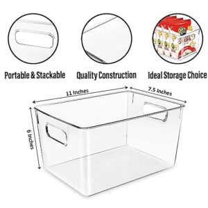 Clear Plastic Storage Bins, Pantry Organizers and Storage Containers Fridge Organizer Bins for Organizing Kitchen Medicine Cabinet Organizer Bin Bathroom Under Sink Freezer Refrigerator Organization