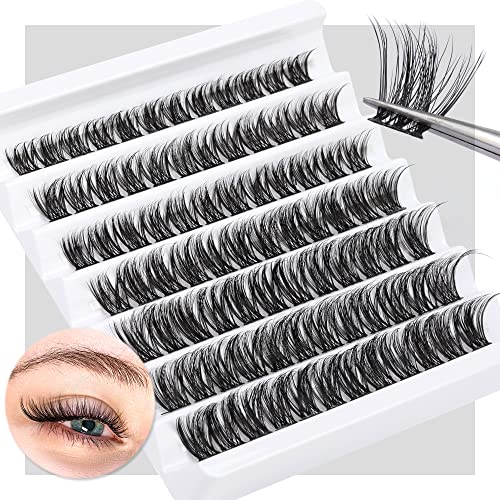 Lash Clusters DIY Eyelash Extensions Natural Individual Lashes CC Curl Eyelash Clusters 8-14mm DIY Lash Extension Clusters Wispy Volume Cluster Lashes by TOOCHUNAG